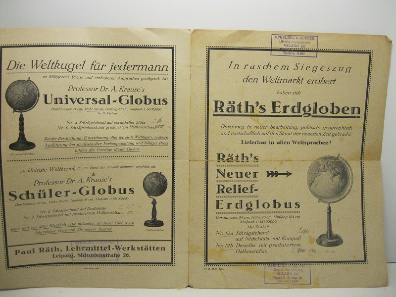Auf der Hohe der Zeit stehend vielseitig und zuverlassig auf jede Frage aus Politik, Geographie, Handel und Verkehr... Professor Dr. A. Krause's Handels und Verkehrsglobus...